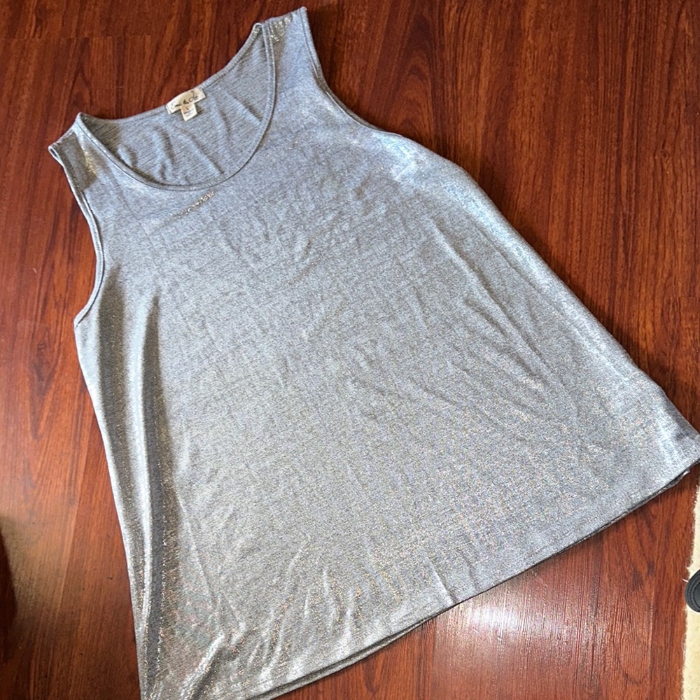 Eli and Ice shimmering Silver Sleeveless Women's Top size large